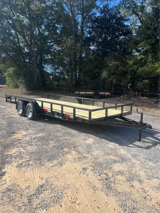 83 X 20 TUBE TOP TANDEM UTILITY TRAILER W/ 5FT. SLIDE IN RAMPS