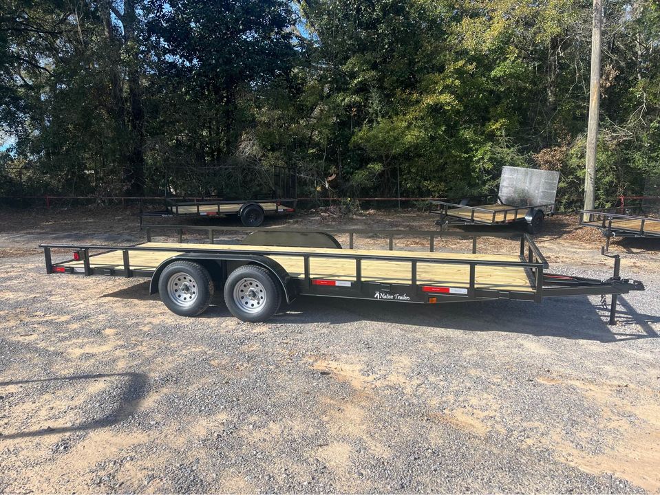 83 X 20 TUBE TOP TANDEM UTILITY TRAILER W/ 5FT. SLIDE IN RAMPS
